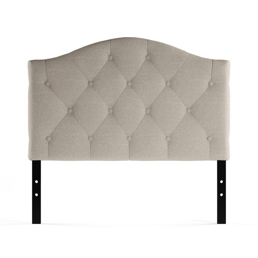 Baxton Studio Myra Modern and Contemporary Queen Size Light Beige Fabric Upholstered Button-tufted Scalloped