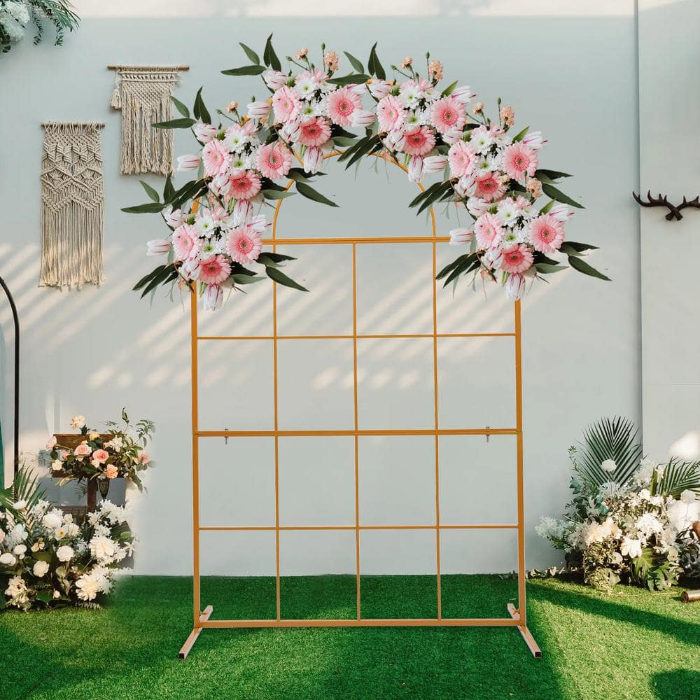 Wedding Arch Balloon Arch Stand 78.74in Backdrop Stand for Parties Birthday Wedding Christmas Door Frame Flower Stand Rack Garden Arch Gold Wedding Arch for Ceremony