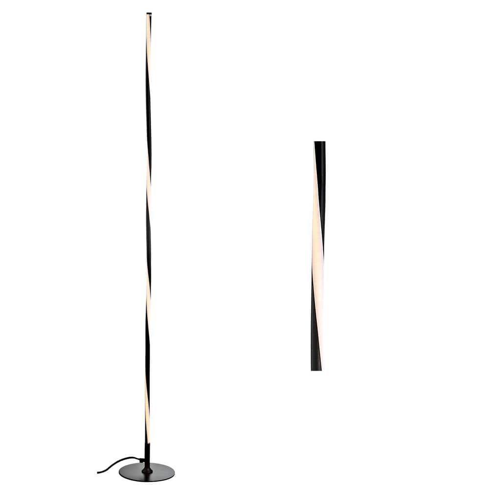 JONATHAN Y JYL7006C Pilar 63.75" LED Integrated Floor Lamp, Modern, Contemporary for living room, dinning room, bedroom, office, Black