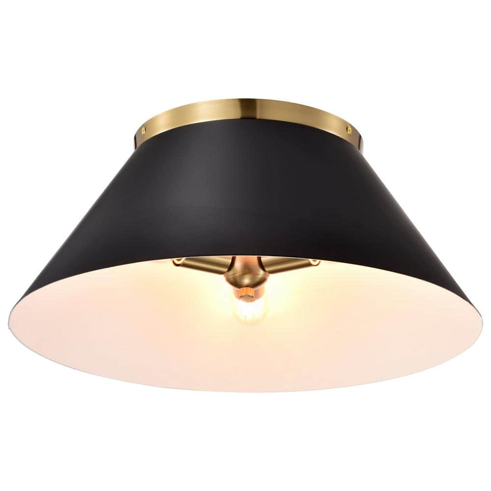 Nuvo Lighting Dover - 3 Light - Large Flush Mount - Black with Vintage Brass