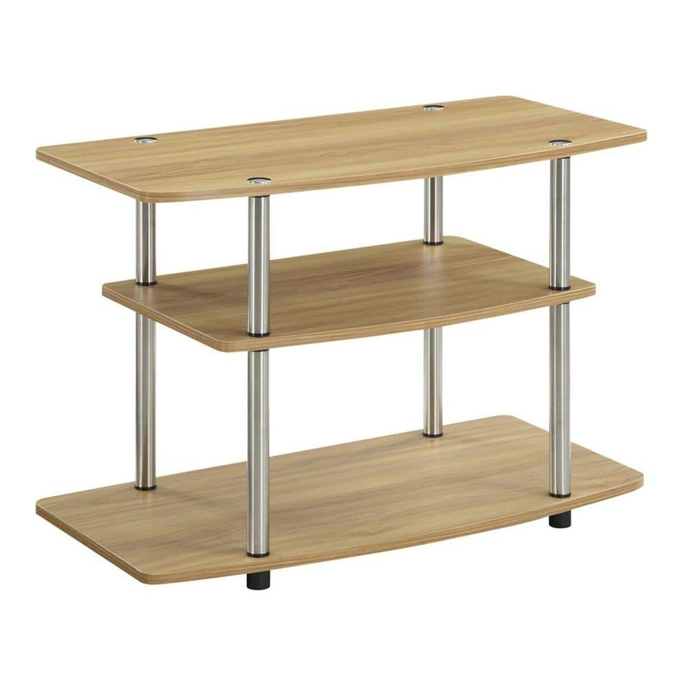 Convenience Concepts Designs2Go No Tools 3 Tier TV Stand, Light Oak
