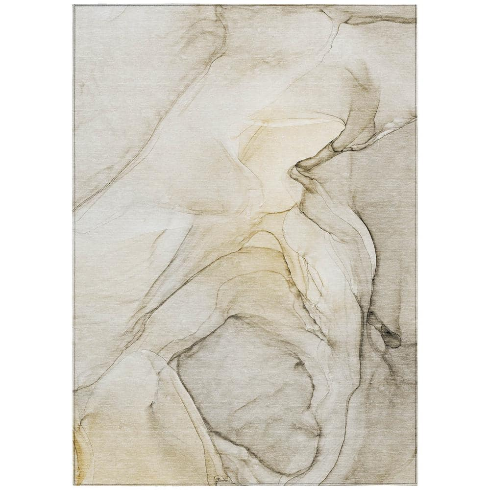 Addison Rugs Chantille ACN502BG 5 x 7 (ft) Polyester Beige Rectangular Indoor/Outdoor Stripe Machine washable Area rug