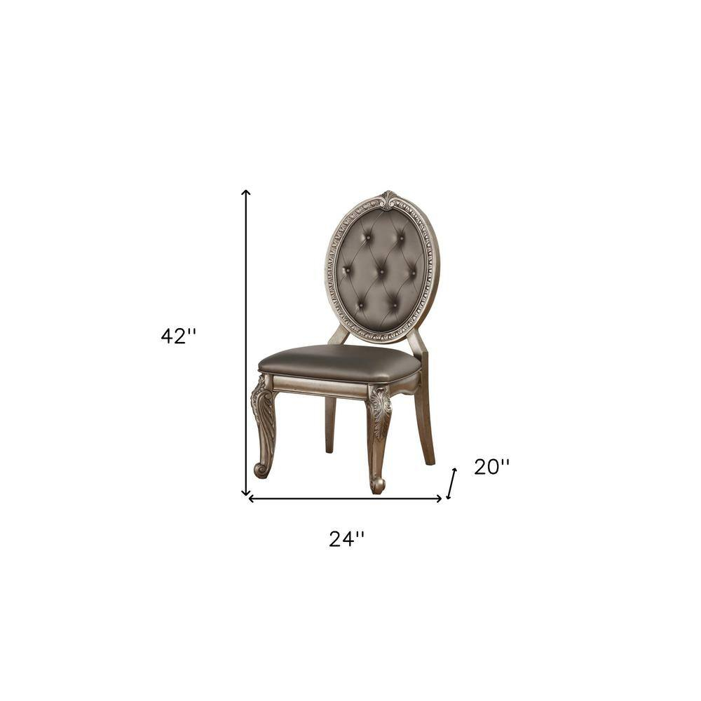 Rectangular Northville Side Chair - PU & Antique Champagne, Set of 2