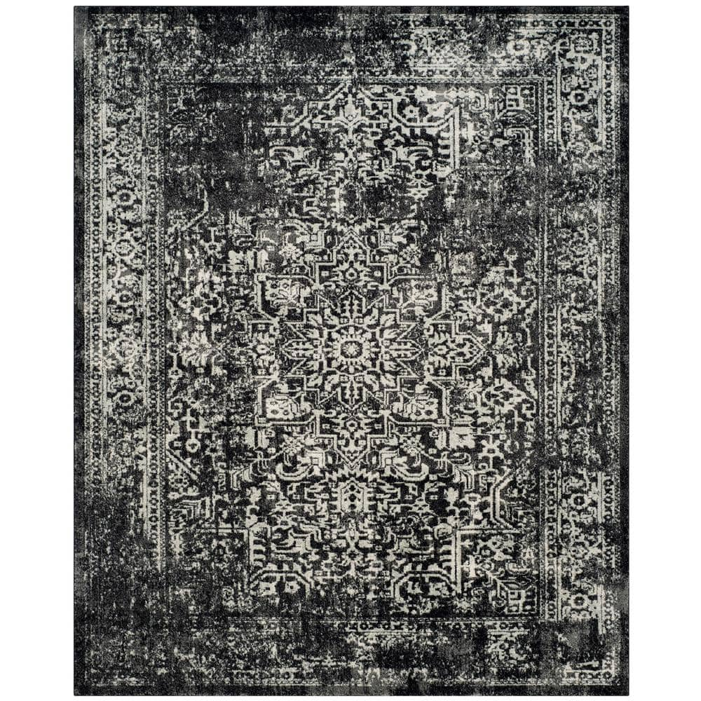 SAFAVIEH Evoke Trena Traditional Distressed Area Rug, Black/Grey, 9' x 12'