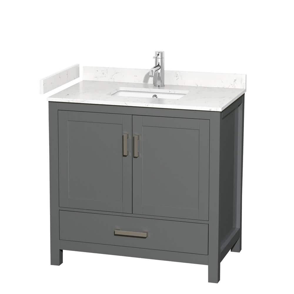 Wyndham Collection Sheffield 36" Metal Single Bathroom Vanity in Dark Gray