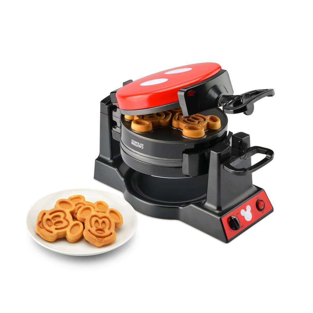 Disney Mickey Mouse Double Flip Waffle Maker, Black, Red