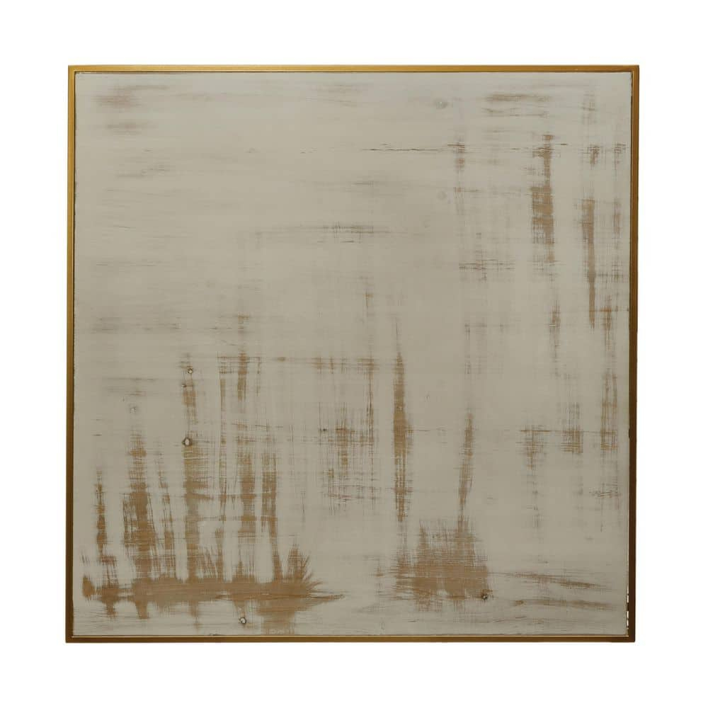 Gold Framed Beige and Cream Abstract Print Wall Art