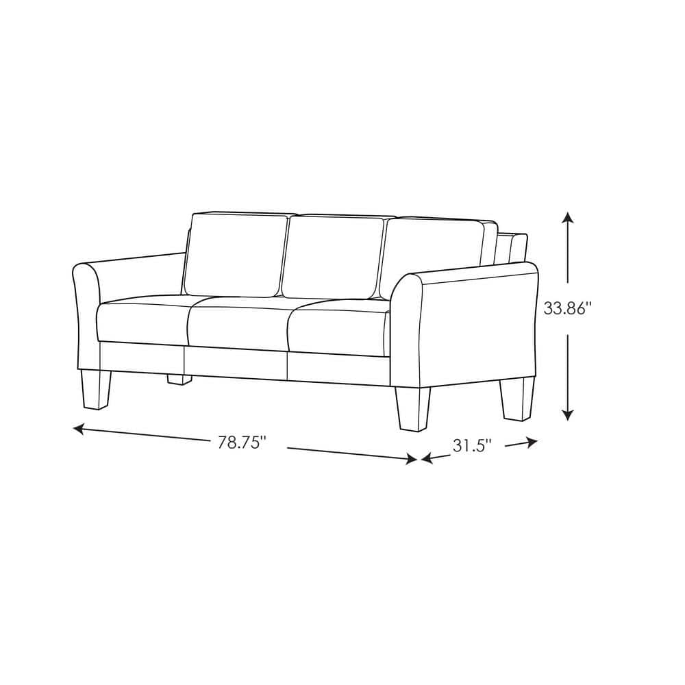 LifeStyle Solutions Mavrick Sofa in Dark Gray Microfiber Upholstery