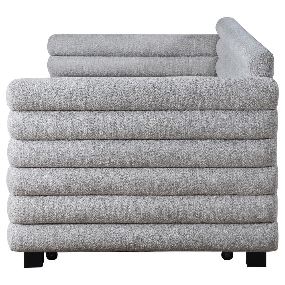 Coaster Patricia Boucle Fabric Upholstered Twin Day Bed with Trundle Gray