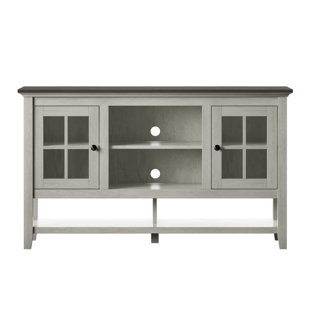 Twin Star Home TV Stand for TVs up to 60" with Windowpane Cabinet Doors
