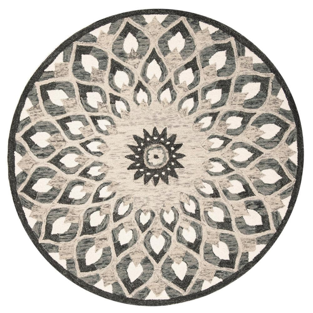 Novelty NOV603 Hand Tufted Area Rug - Charcoal/Ivory - 6' Round - Safavieh.