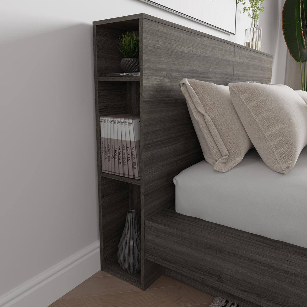 Nexera Marconi Platform Bed Set In Grey Oak