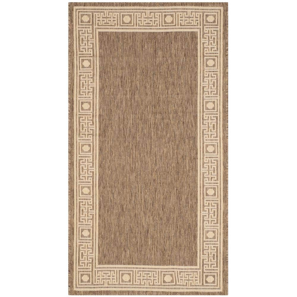 SAFAVIEH Courtyard Chase Oriental Indoor/Outdoor Area Rug, Dark Beige/Beige, 2'7" x 5'
