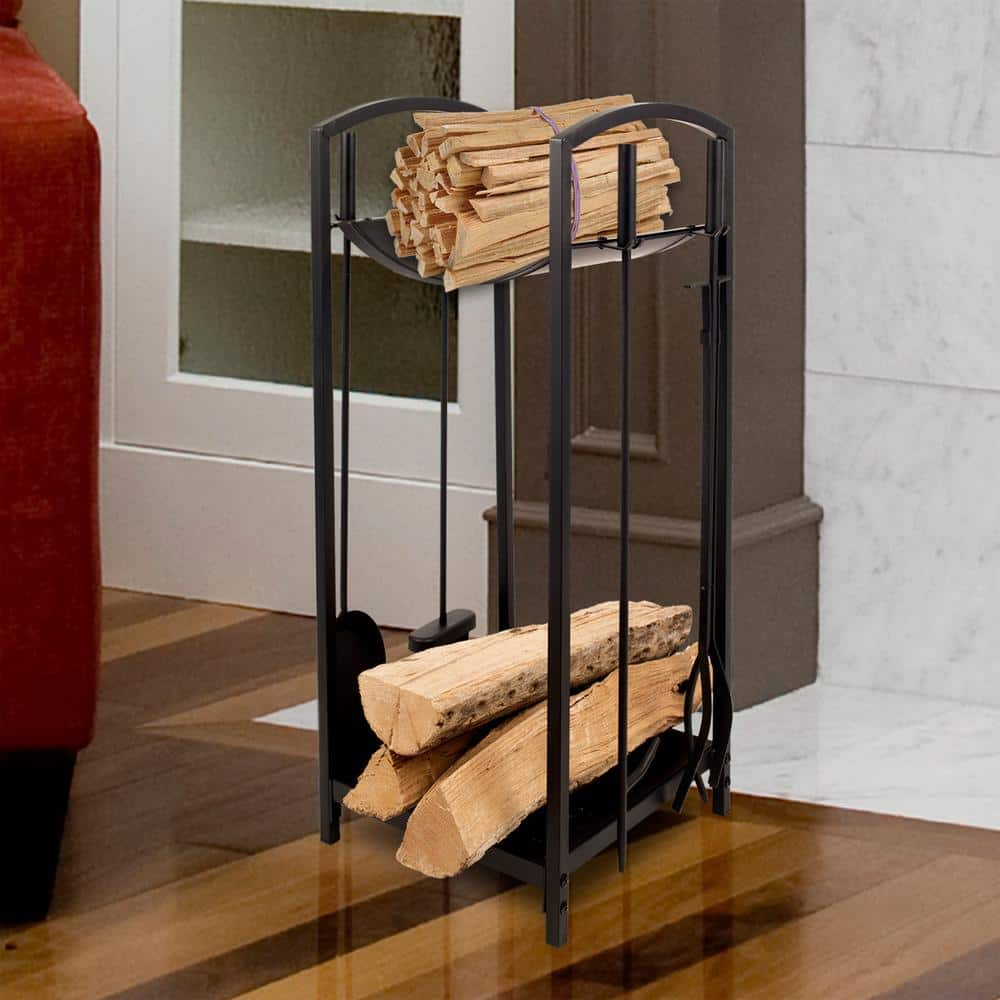 Pleasant Hearth FA011TL Steel Fireplace Tools and Log Bin