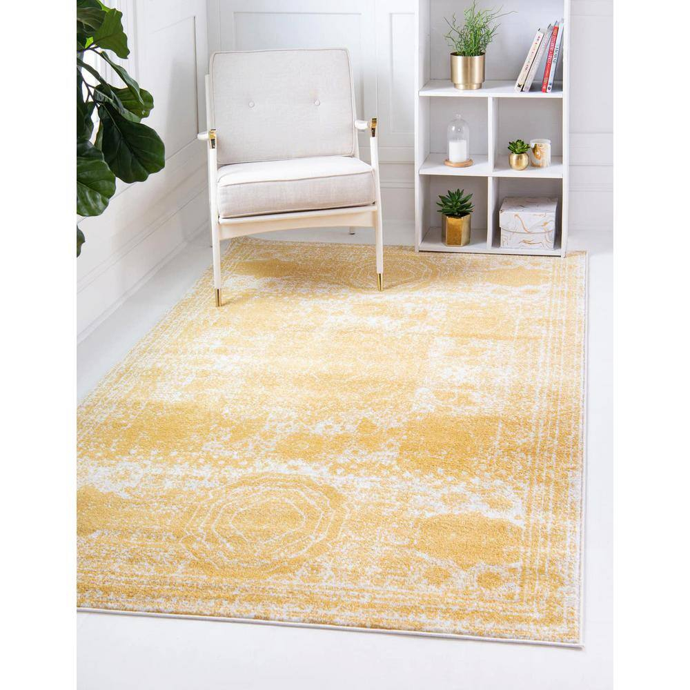 Unique Loom Bromley Collection Area Rug - Wells (5' 1" x 8' Rectangle Yellow/Ivory)