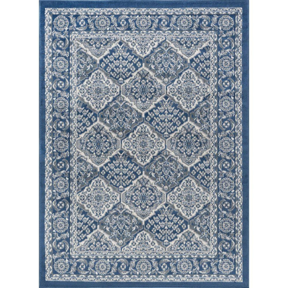 Tayse Hampton Area Rug HMP4207 Traditional Navy Geometric Blocked 3' 11'' x 5'3'' Rectangle