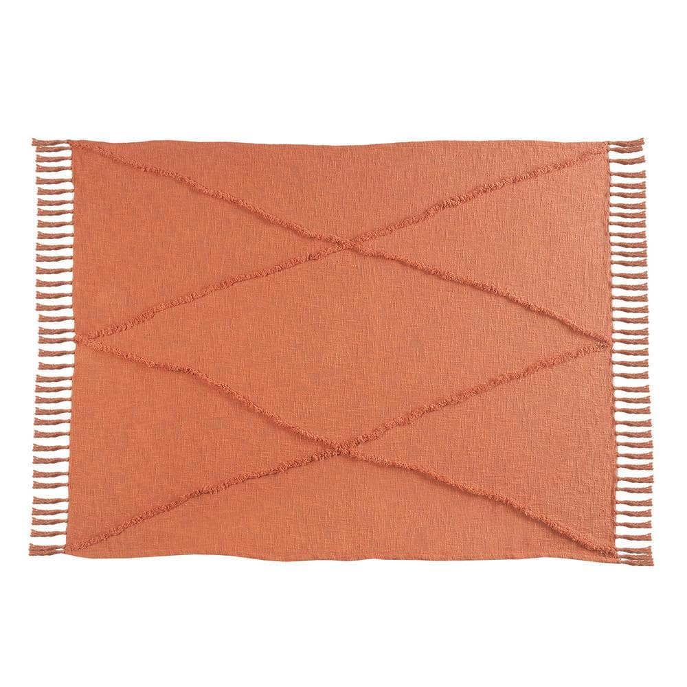 Evette Rios Sierra Handmade Woven Solid Color Fringed 100% Cotton Throw Blanket