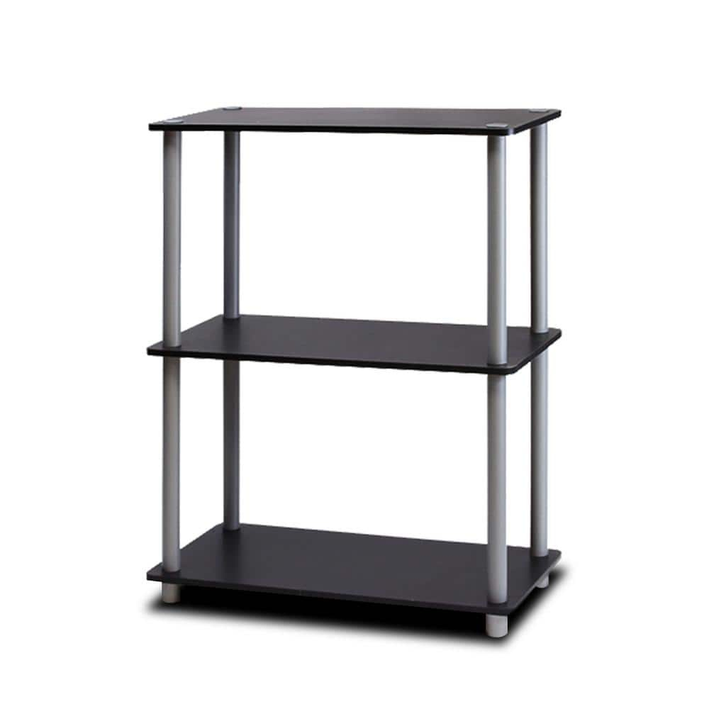 Furinno Durable 23.6 W x 11.6 D x 29.5 H 3-Shelf Freestanding Shelving Unit, Black and Gray