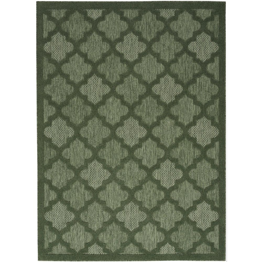 Green Trellis 6' x 9' Synthetic Flat Woven Area Rug