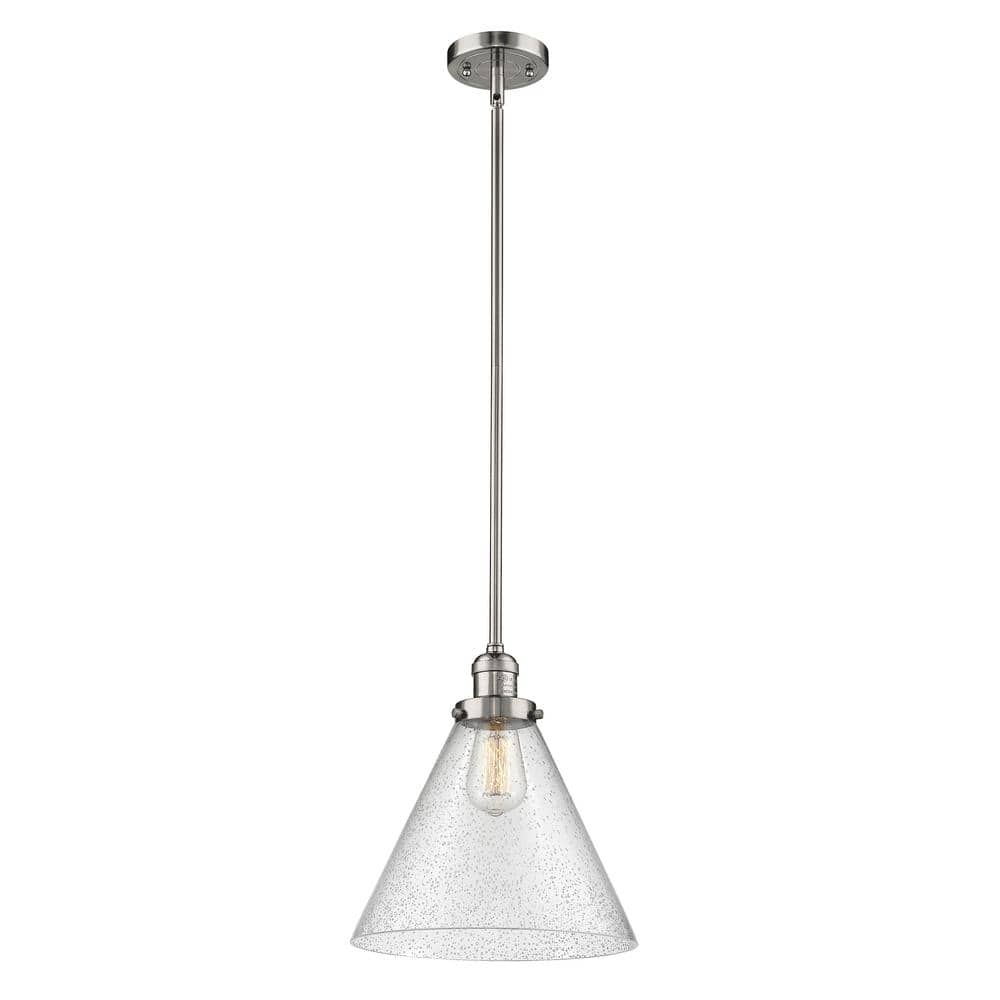 Polished Nickel Mini Pendant with Glass Shade