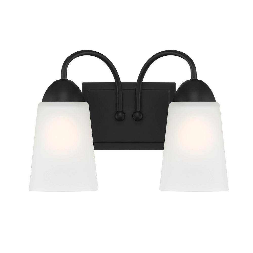 Designers Fountain Malone 2 Light Matte Black Bathroom Vanity Light Fixture, D267M-2B-MB