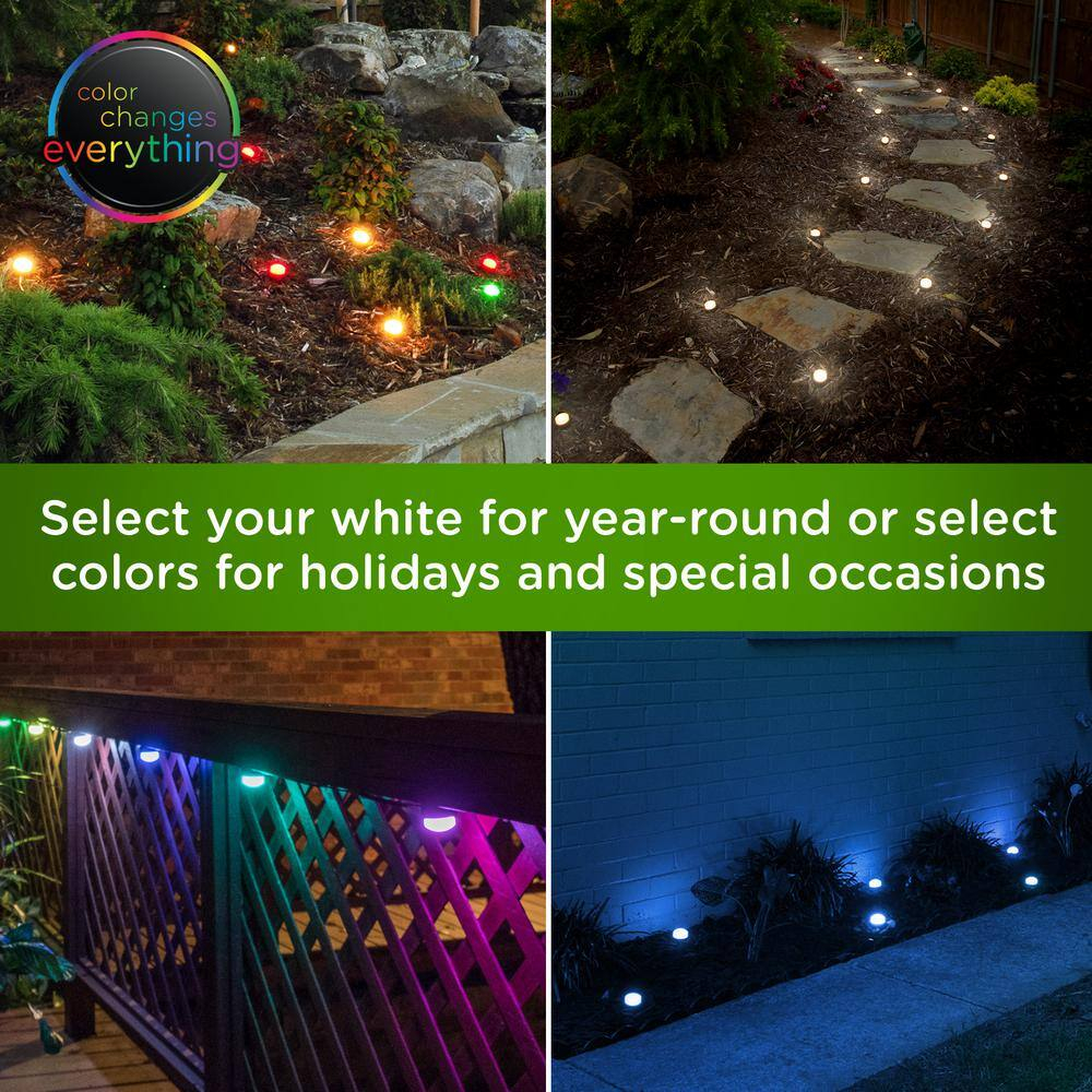 Enbrighten Premium LED Garden Lights, 6 Small Landscape Lights, 10ft Cord plus 22ft Lead Wire, Color Changing, Remote Control, Outdoor Landscape Lighting, 41366