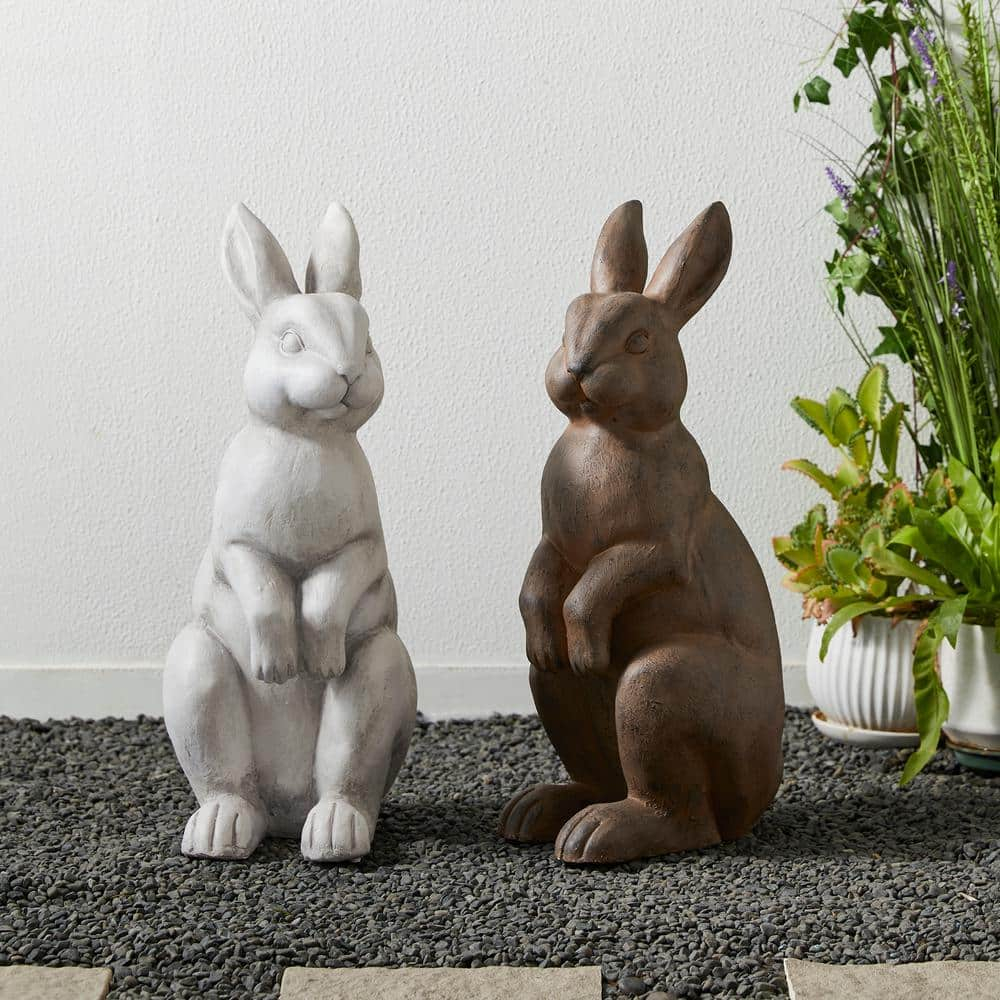 Glitzhome 22.75"H MGO White Standing Rabbit Statue