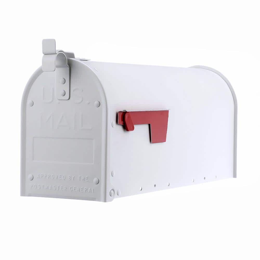 Medium White Aluminum Post Mount Mailbox