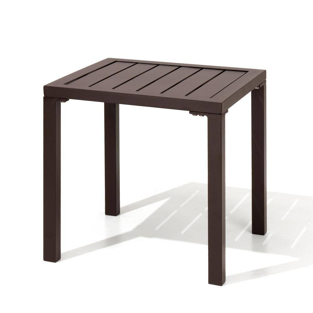 Crestlive Products Outdoor End Table Aluminum Square Patio Side Table - 15.7" L x 15.7" W x 15.9" H 1-Piece, Brown