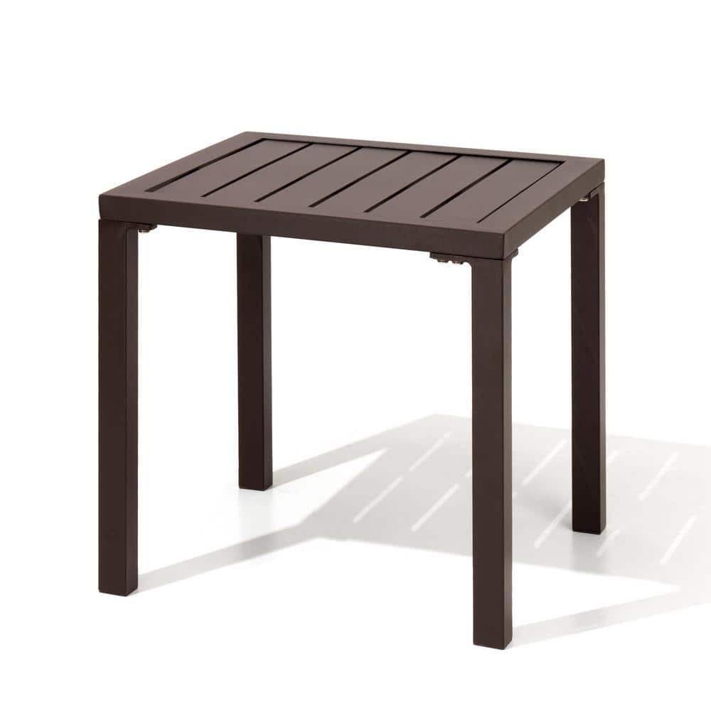 Crestlive Products Outdoor End Table Aluminum Square Patio Side Table - 15.7" L x 15.7" W x 15.9" H 1-Piece, Brown