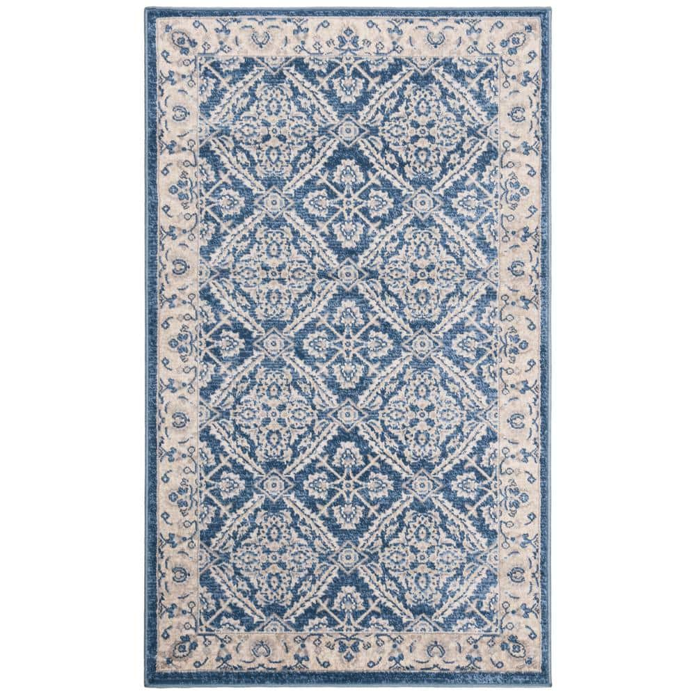SAFAVIEH Brentwood Brandy Floral Geometric Area Rug, 3' x 5', Navy/Cream