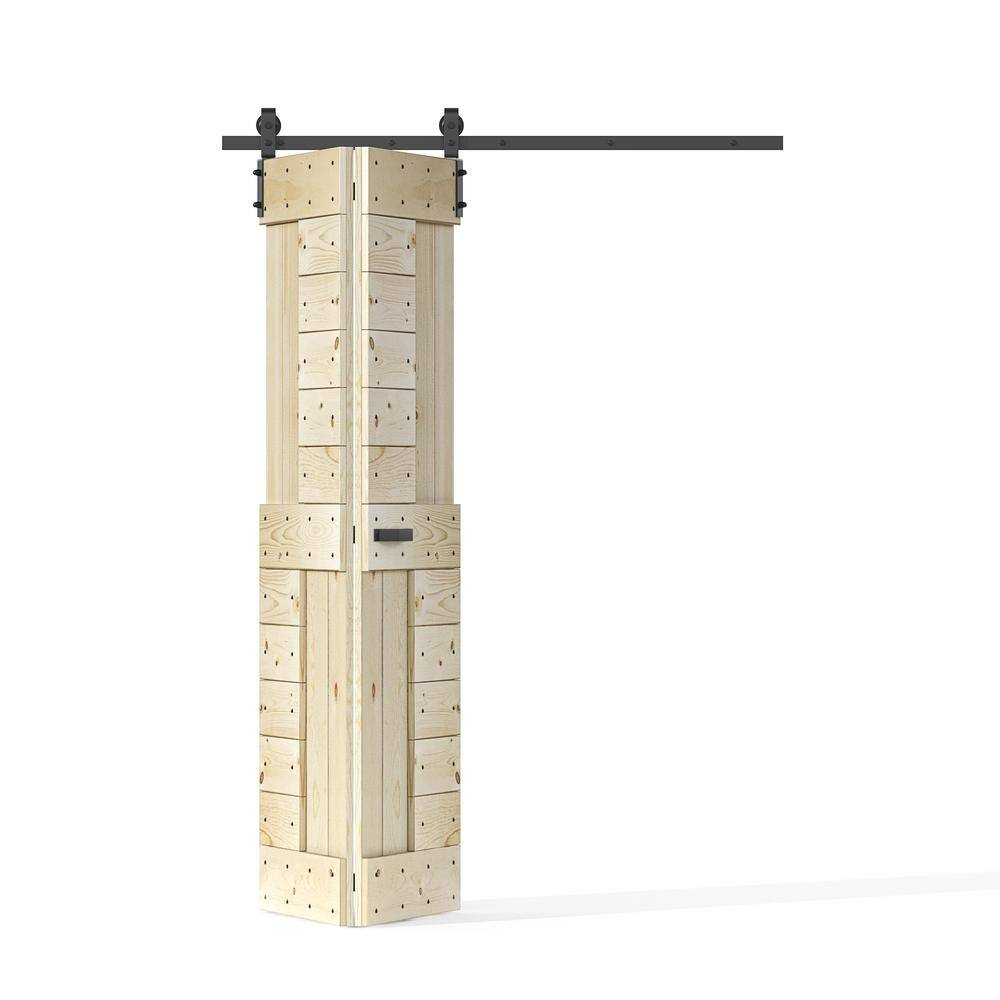 Coast Sequoia Inc Coast Sequoia 30in./36in./48in./60in./72in. x 84in. Embossing Pine Wood Bi-Fold Barn Door With Sliding Hardware Kit 30in.x84in. -