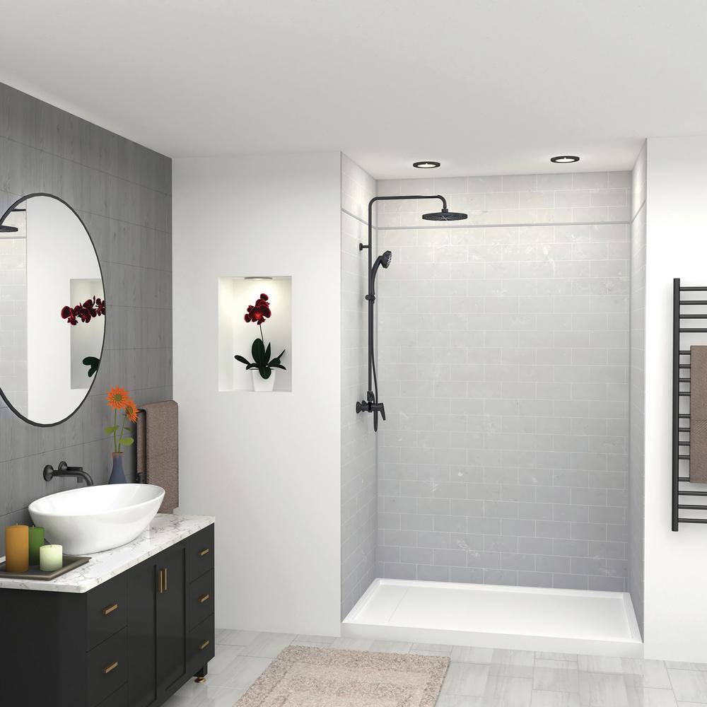 Transolid SaraMar 60'' W 36'' D 96'' H Glue Up Solid Surface Wall