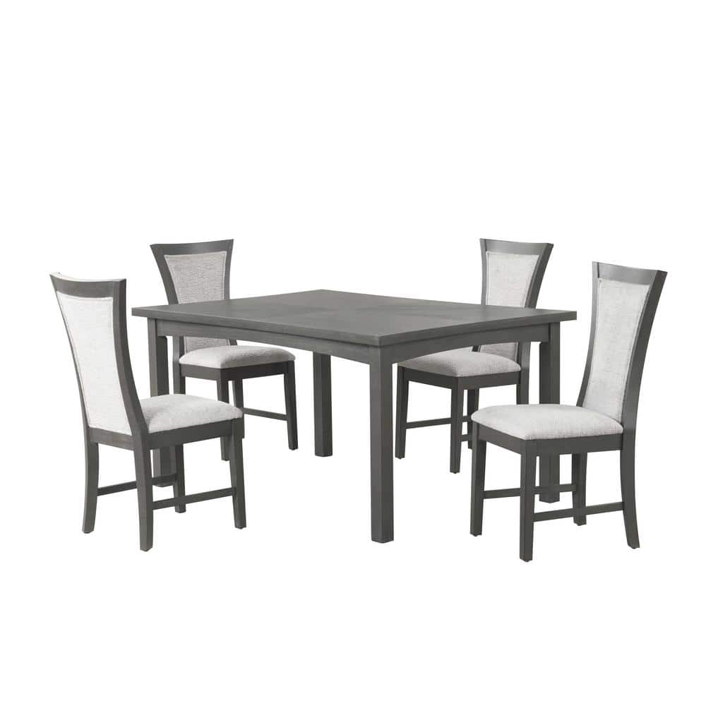 New Classic Furniture Flair  60" Dining Table & 4 Chairs (5 Pc Set)-Gray