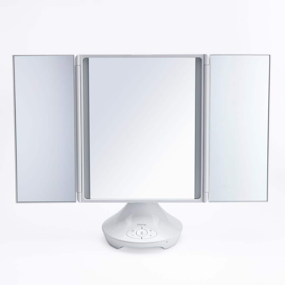 iHome Beauty REFLECT TRIFOLD Vanity Speaker with Bluetooth Audio, Hands-Free Speakerphone, LED Lighting, Siri and Google Support, and USB Charging