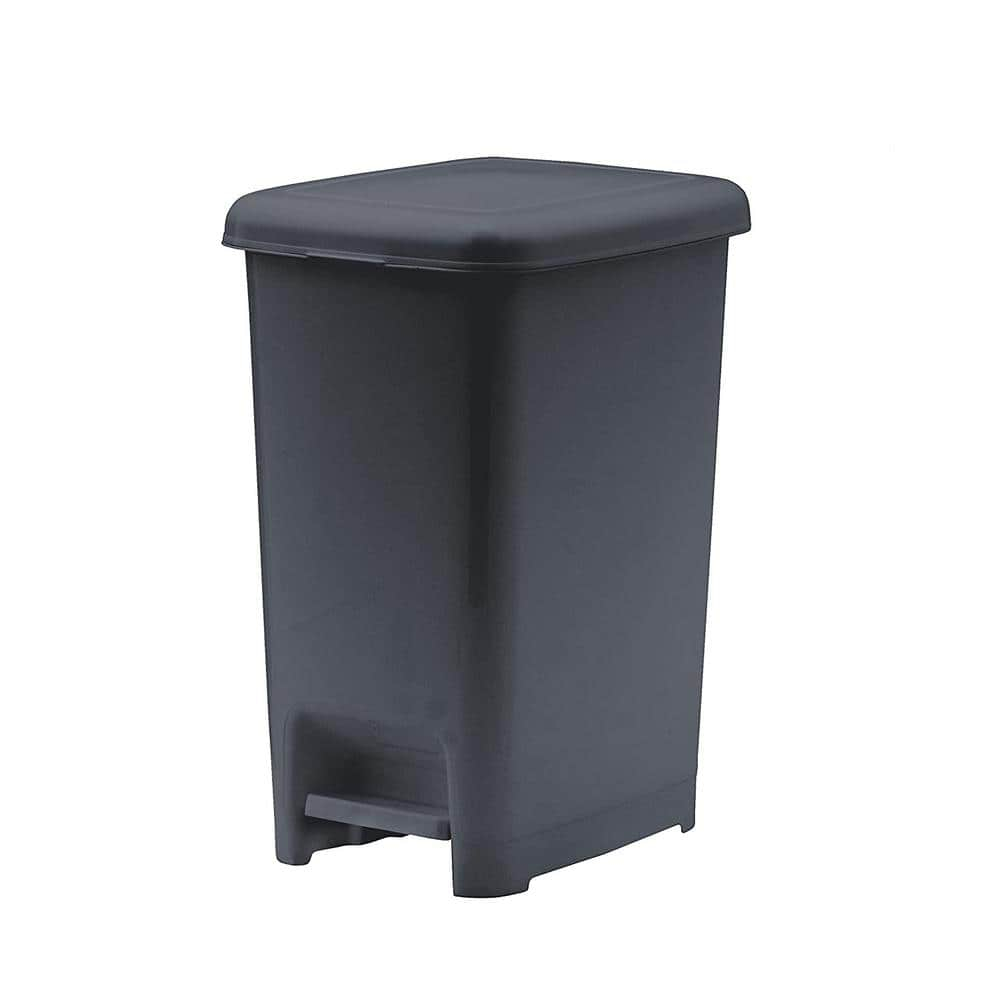 16 Gallon Gray Plastic Slim Pedal Trash Can