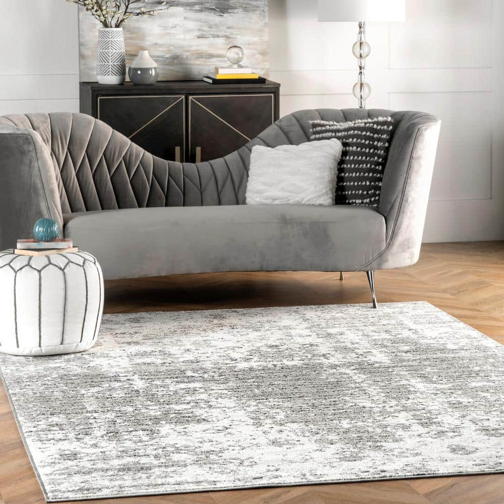 nuLOOM 6 x 6 (ft) Loomed Polypropylene Gray Square Indoor Abstract Area rug