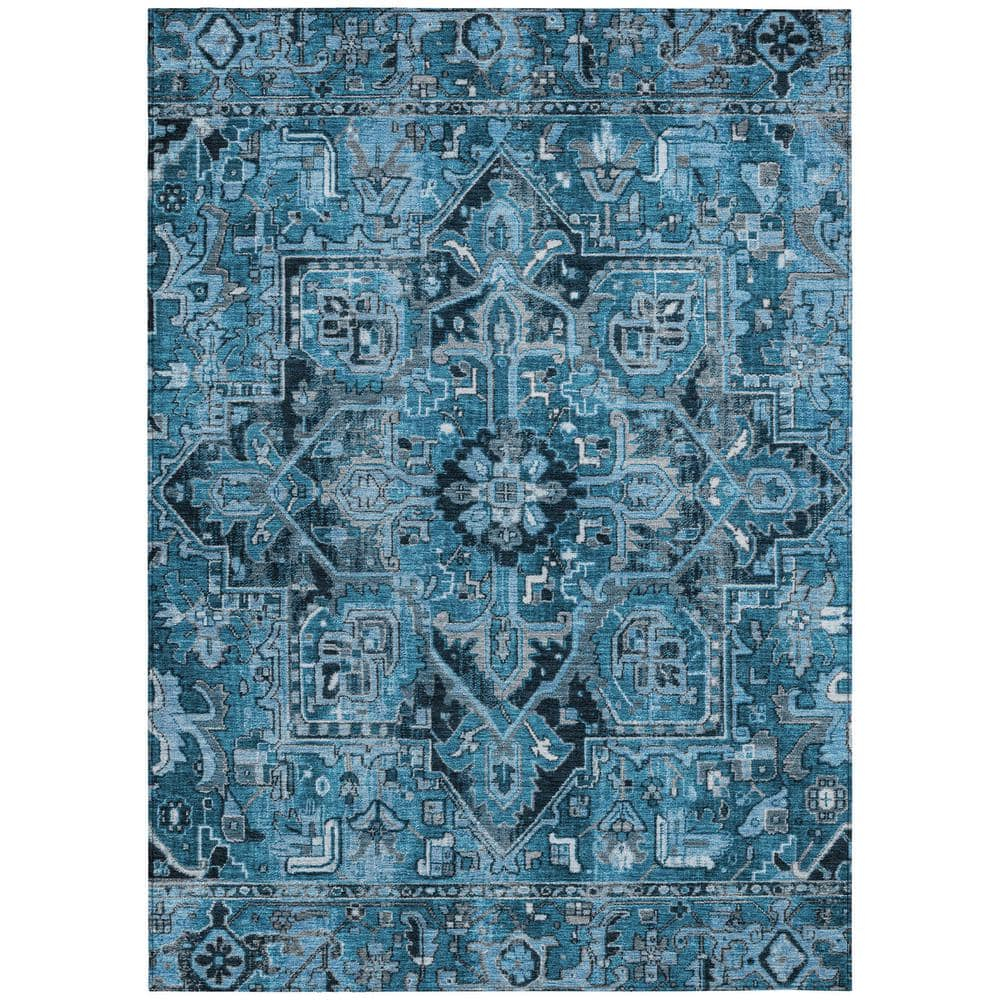 Addison Rugs Chantille ACN570 Blue 8' x 10 Indoor Outdoor Area Rug, Stain Resistant, Machine Washable, Non Shedding, Bedroom, Living Room, Dining Room, Kitchen Rug