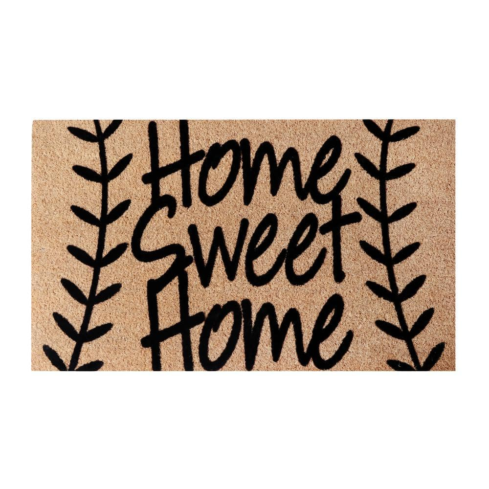 A1HC Natural Coir Flocked Doormat with Heavy Duty Non-Slip PVC Backing Easy to Clean, Fade Resistant, Pet Friendly Outdoor Welcome Mat, Low-Profile Durable Doormat