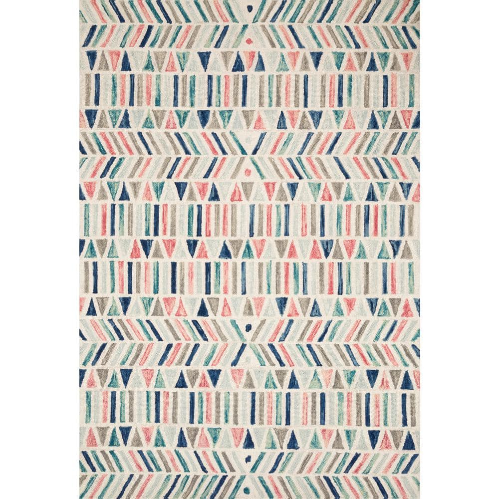 Hallu Ivory/Multi 2 ft. 3 in. x 3 ft. 9 in. Geometric 100% Wool Pile Area Rug