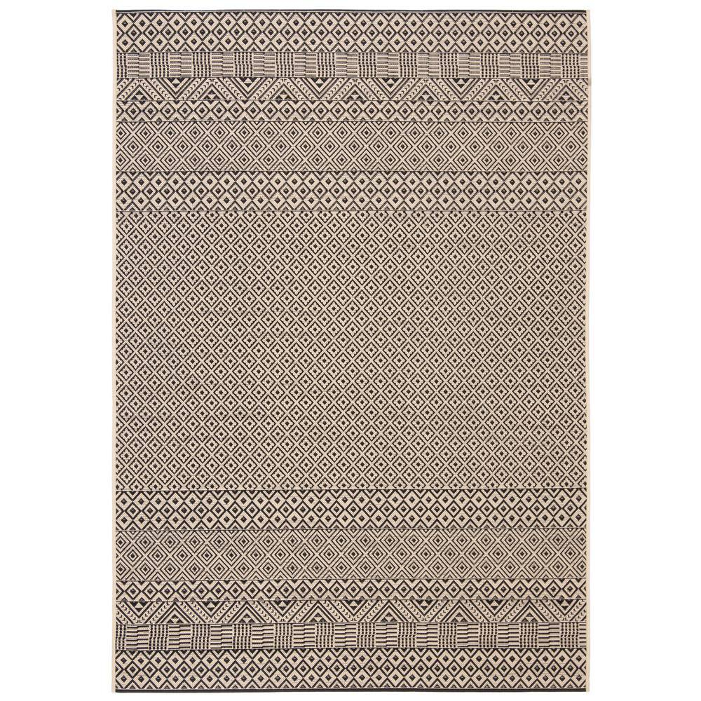 SAFAVIEH Courtyard Naomi Aztec Indoor/Outdoor Area Rug, 9' x 12', Beige/Black