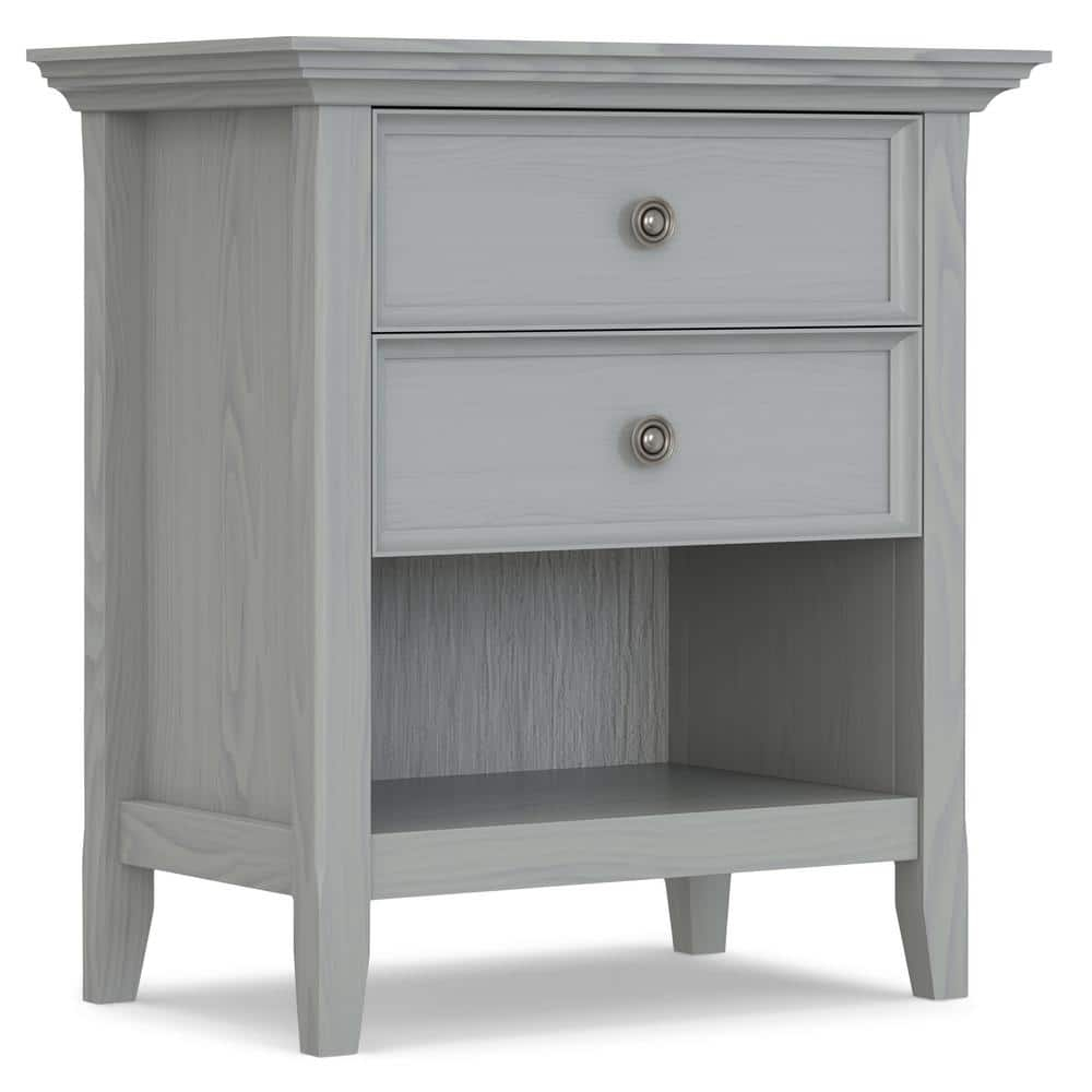 Simpli Home Amherst Solid Wood Bedside Table In Fog Grey