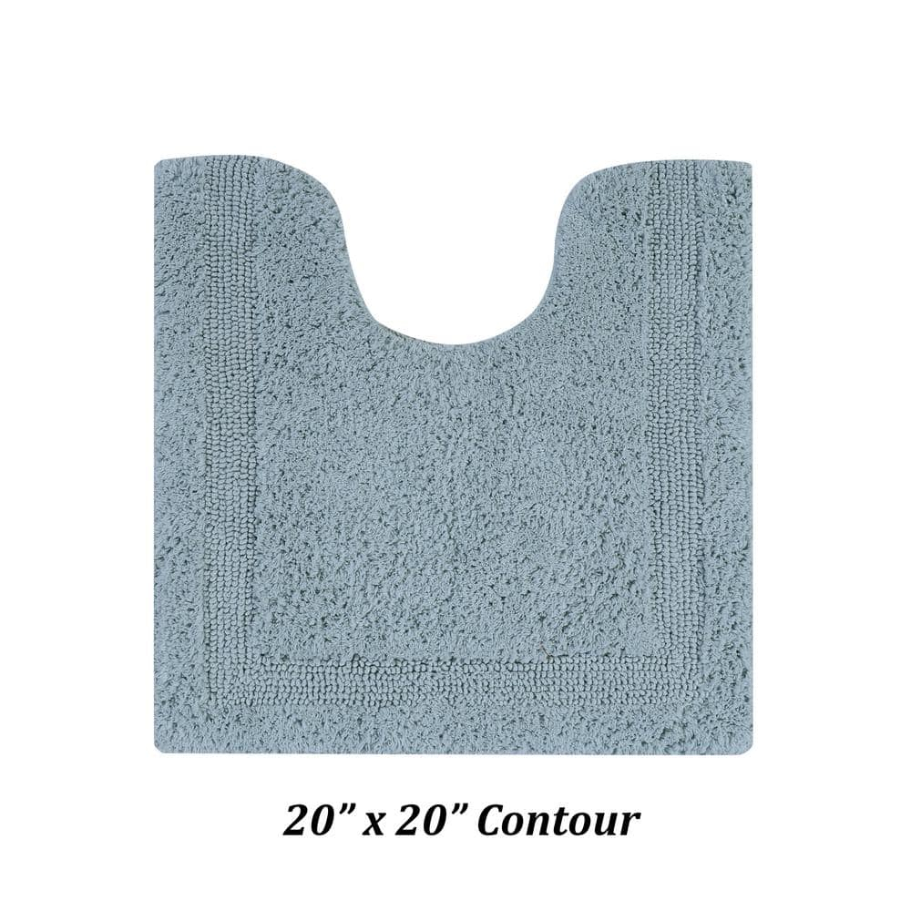 Better Trends Premium 4 Piece Bathroom Rug Set 100% Cotton, Extra Soft Tufted Bath Mat, Water Absorbent & Reversible Mat, Blue Lux Collection 