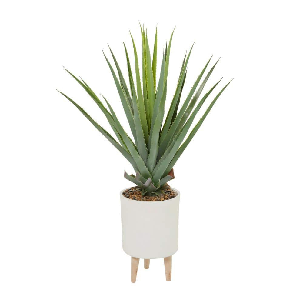 DecMode 42" Artificial Agave Plant in Realistic Leaves and White Ceramic Pot