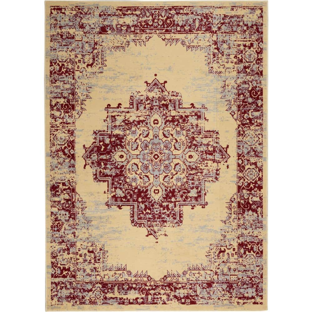 Nourison Grafix Persian Cream/Red 5'3" x 7'3" Area Rug, (5x7)
