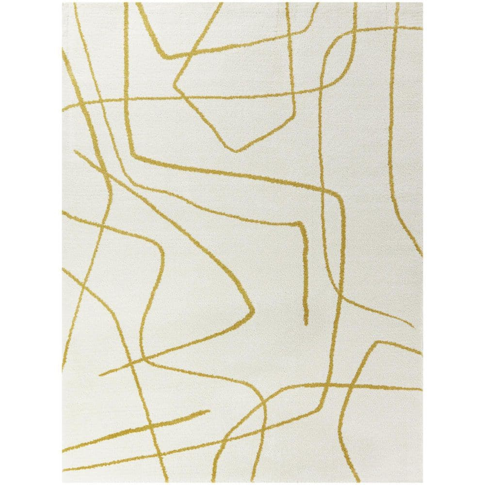 Descartes Abstract Modern Area Rug Mustard 6'7" x 9' 6' x 9' Ivory
