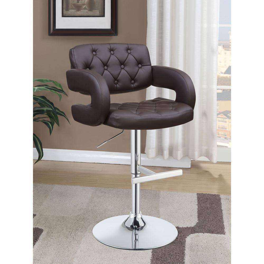 Brandi Adjustable Bar Stool Chrome and Brown