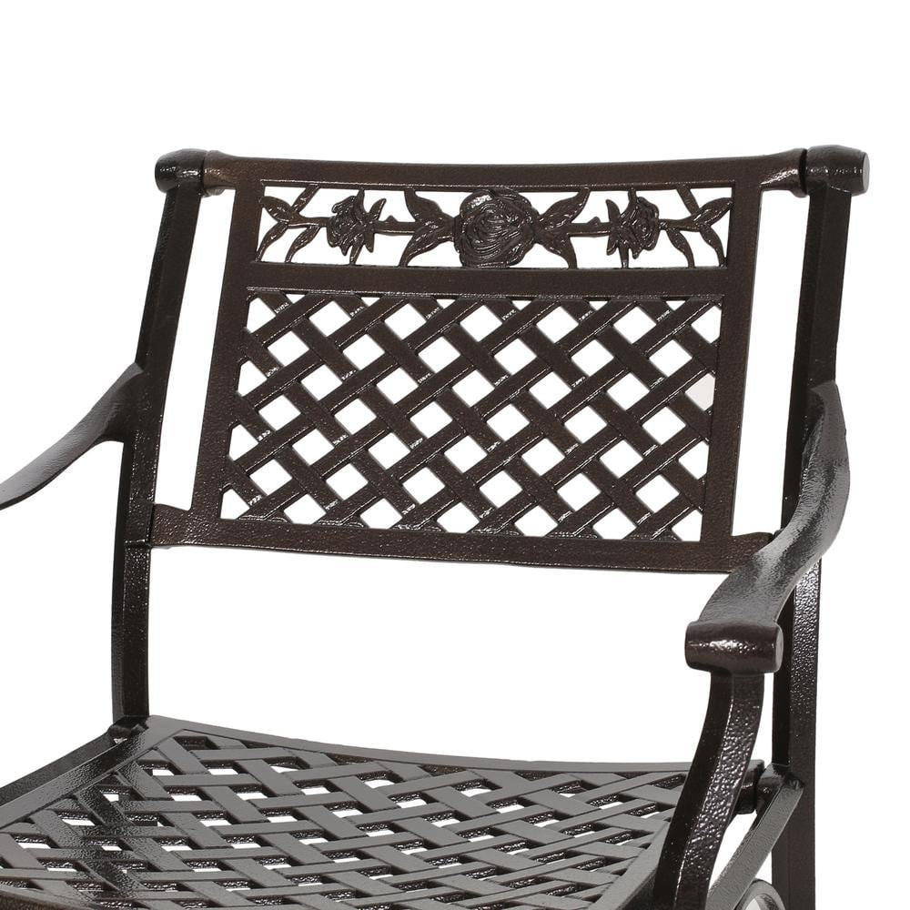 Noble House Ridgecrest Aluminum Patio Dining Arm Chair in Bronze (Set of 2)
