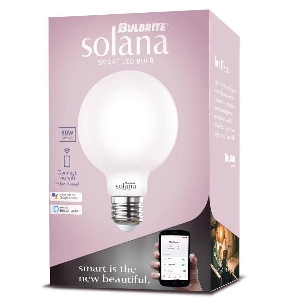 Bulbrite Solana 40 Watt Equivalent G25 Smart WiFi Connected 90CRI Globe LED Light Bulb, Milky Finish