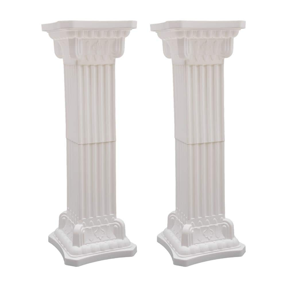 2Pcs European Style Roman Columns Wedding Column Stand Roman Pillar Plastic Greek Column Statue Plant Stand Wedding Event Party Decorative Column Pedestal Flower Pot Holder Decor (10.63x34.65 Inch)